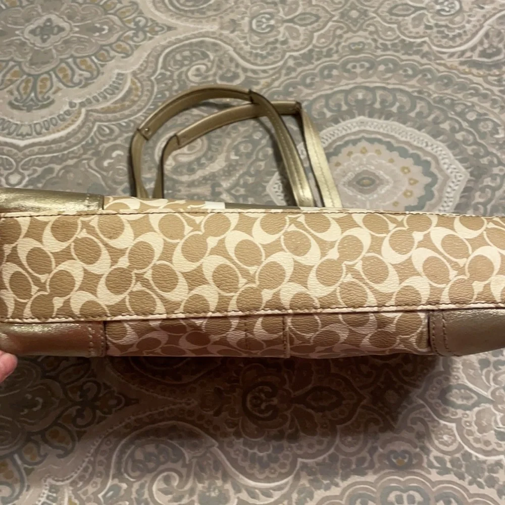 Gold coach purse with lavender inside